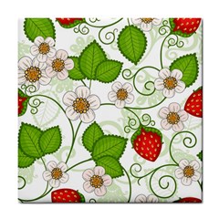 Strawberry Fruit Leaf Flower Floral Star Green Red White Tile Coasters by Mariart