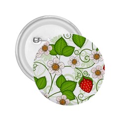 Strawberry Fruit Leaf Flower Floral Star Green Red White 2 25  Buttons by Mariart