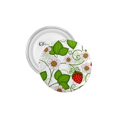 Strawberry Fruit Leaf Flower Floral Star Green Red White 1 75  Buttons by Mariart