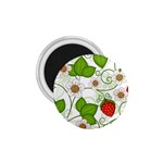 Strawberry Fruit Leaf Flower Floral Star Green Red White 1.75  Magnets Front