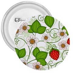 Strawberry Fruit Leaf Flower Floral Star Green Red White 3  Buttons