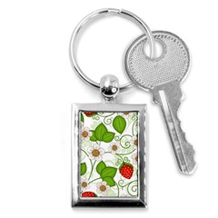 Strawberry Fruit Leaf Flower Floral Star Green Red White Key Chains (rectangle)  by Mariart