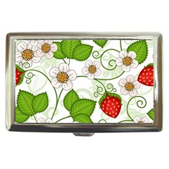 Strawberry Fruit Leaf Flower Floral Star Green Red White Cigarette Money Cases by Mariart