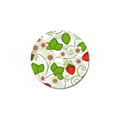 Strawberry Fruit Leaf Flower Floral Star Green Red White Golf Ball Marker by Mariart