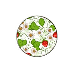 Strawberry Fruit Leaf Flower Floral Star Green Red White Hat Clip Ball Marker by Mariart