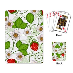 Strawberry Fruit Leaf Flower Floral Star Green Red White Playing Card by Mariart