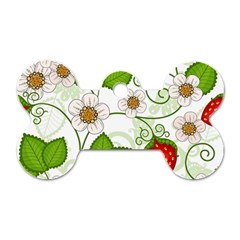 Strawberry Fruit Leaf Flower Floral Star Green Red White Dog Tag Bone (one Side) by Mariart