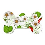 Strawberry Fruit Leaf Flower Floral Star Green Red White Dog Tag Bone (One Side) Front