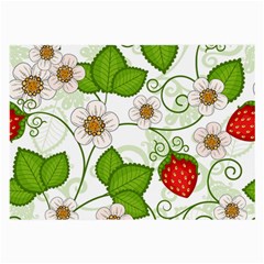 Strawberry Fruit Leaf Flower Floral Star Green Red White Large Glasses Cloth (2-side) by Mariart