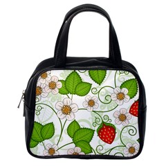 Strawberry Fruit Leaf Flower Floral Star Green Red White Classic Handbags (one Side) by Mariart