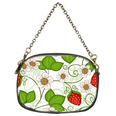 Strawberry Fruit Leaf Flower Floral Star Green Red White Chain Purses (one Side)  by Mariart