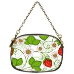 Strawberry Fruit Leaf Flower Floral Star Green Red White Chain Purses (Two Sides)  Back