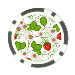 Strawberry Fruit Leaf Flower Floral Star Green Red White Poker Chip Card Guard (10 Pack)