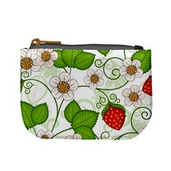 Strawberry Fruit Leaf Flower Floral Star Green Red White Mini Coin Purses by Mariart