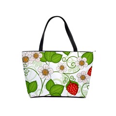 Strawberry Fruit Leaf Flower Floral Star Green Red White Shoulder Handbags by Mariart