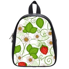 Strawberry Fruit Leaf Flower Floral Star Green Red White School Bags (small) 