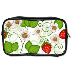 Strawberry Fruit Leaf Flower Floral Star Green Red White Toiletries Bags by Mariart