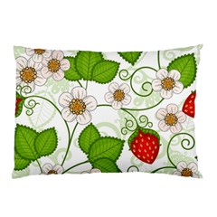 Strawberry Fruit Leaf Flower Floral Star Green Red White Pillow Case (two Sides) by Mariart