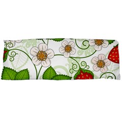 Strawberry Fruit Leaf Flower Floral Star Green Red White Body Pillow Case (dakimakura) by Mariart