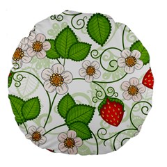 Strawberry Fruit Leaf Flower Floral Star Green Red White Large 18  Premium Round Cushions by Mariart