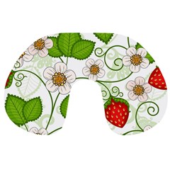 Strawberry Fruit Leaf Flower Floral Star Green Red White Travel Neck Pillows by Mariart