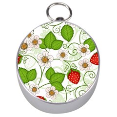 Strawberry Fruit Leaf Flower Floral Star Green Red White Silver Compasses by Mariart