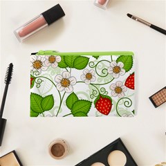 Strawberry Fruit Leaf Flower Floral Star Green Red White Cosmetic Bag (xs) by Mariart