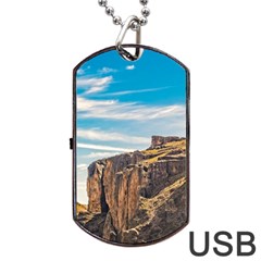 Rocky Mountains Patagonia Landscape   Santa Cruz   Argentina Dog Tag Usb Flash (one Side) by dflcprints