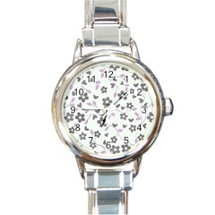 Floral Pattern Round Italian Charm Watch by Valentinaart