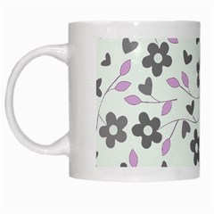 Floral Pattern White Mugs by Valentinaart