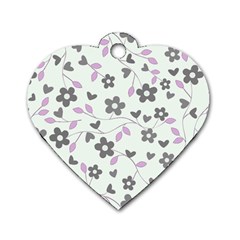 Floral Pattern Dog Tag Heart (one Side) by Valentinaart