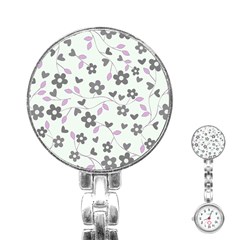 Floral Pattern Stainless Steel Nurses Watch by Valentinaart