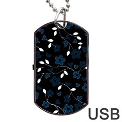 Floral Pattern Dog Tag Usb Flash (one Side) by Valentinaart