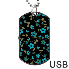 Floral Pattern Dog Tag Usb Flash (two Sides) by Valentinaart