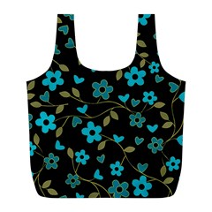 Floral Pattern Full Print Recycle Bags (l)  by Valentinaart