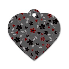 Floral Pattern Dog Tag Heart (one Side) by Valentinaart