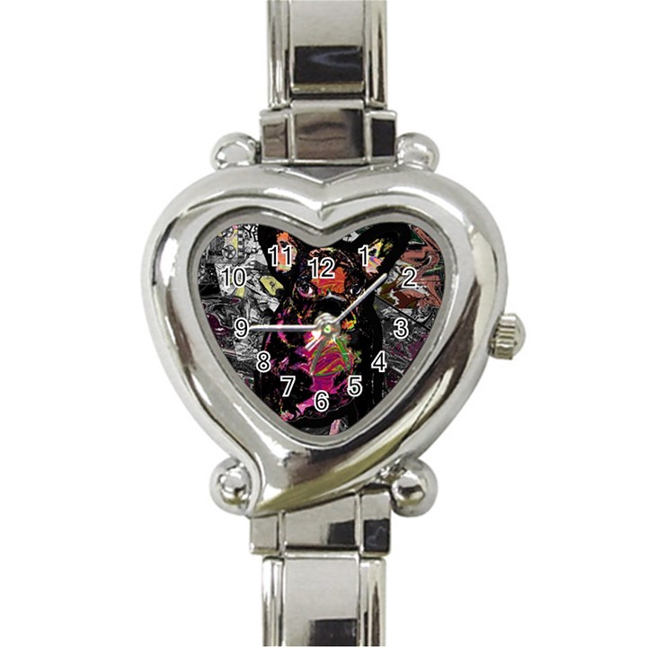 Bulldog Heart Italian Charm Watch