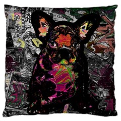 Bulldog Large Flano Cushion Case (two Sides) by Valentinaart