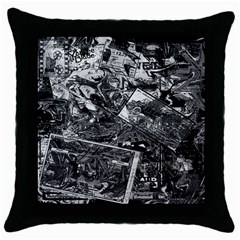 Vintage Newspaper  Throw Pillow Case (black) by Valentinaart