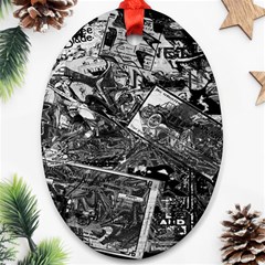 Vintage Newspaper  Oval Ornament (two Sides) by Valentinaart