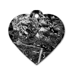 Vintage Newspaper  Dog Tag Heart (one Side) by Valentinaart