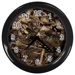 Vintage Newspaper  Wall Clocks (black) by Valentinaart