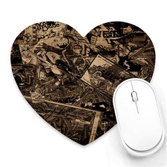 Vintage Newspaper  Heart Mousepads by Valentinaart