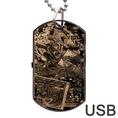 Vintage Newspaper  Dog Tag Usb Flash (two Sides) by Valentinaart