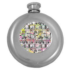 Comic Book  Round Hip Flask (5 Oz) by Valentinaart