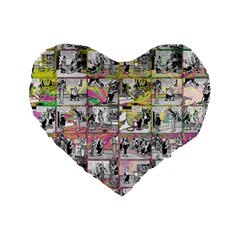 Comic Book  Standard 16  Premium Heart Shape Cushions by Valentinaart