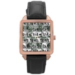 Comic book  Rose Gold Leather Watch  Front