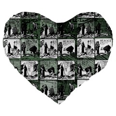 Comic Book  Large 19  Premium Flano Heart Shape Cushions by Valentinaart