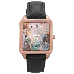 Cold Stone Abstract Rose Gold Leather Watch 