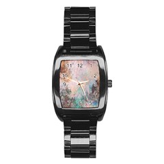 Cold Stone Abstract Stainless Steel Barrel Watch by digitaldivadesigns